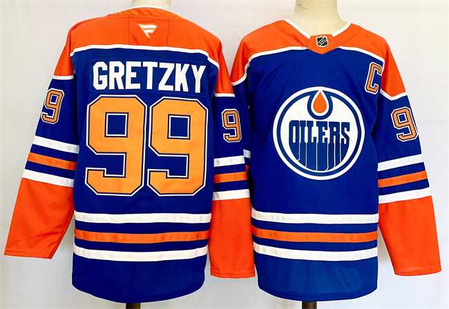 Mens Edmonton Oilers #99 Wayne Gretzky Royal 2024-25 Stitched Jersey